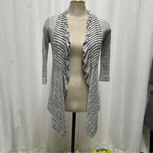 ANTHROPOLOGIE CINE SZ S Cotton Chamoisee Brown Open Front Cardigan Shrug Sweater - Picture 4 of 9